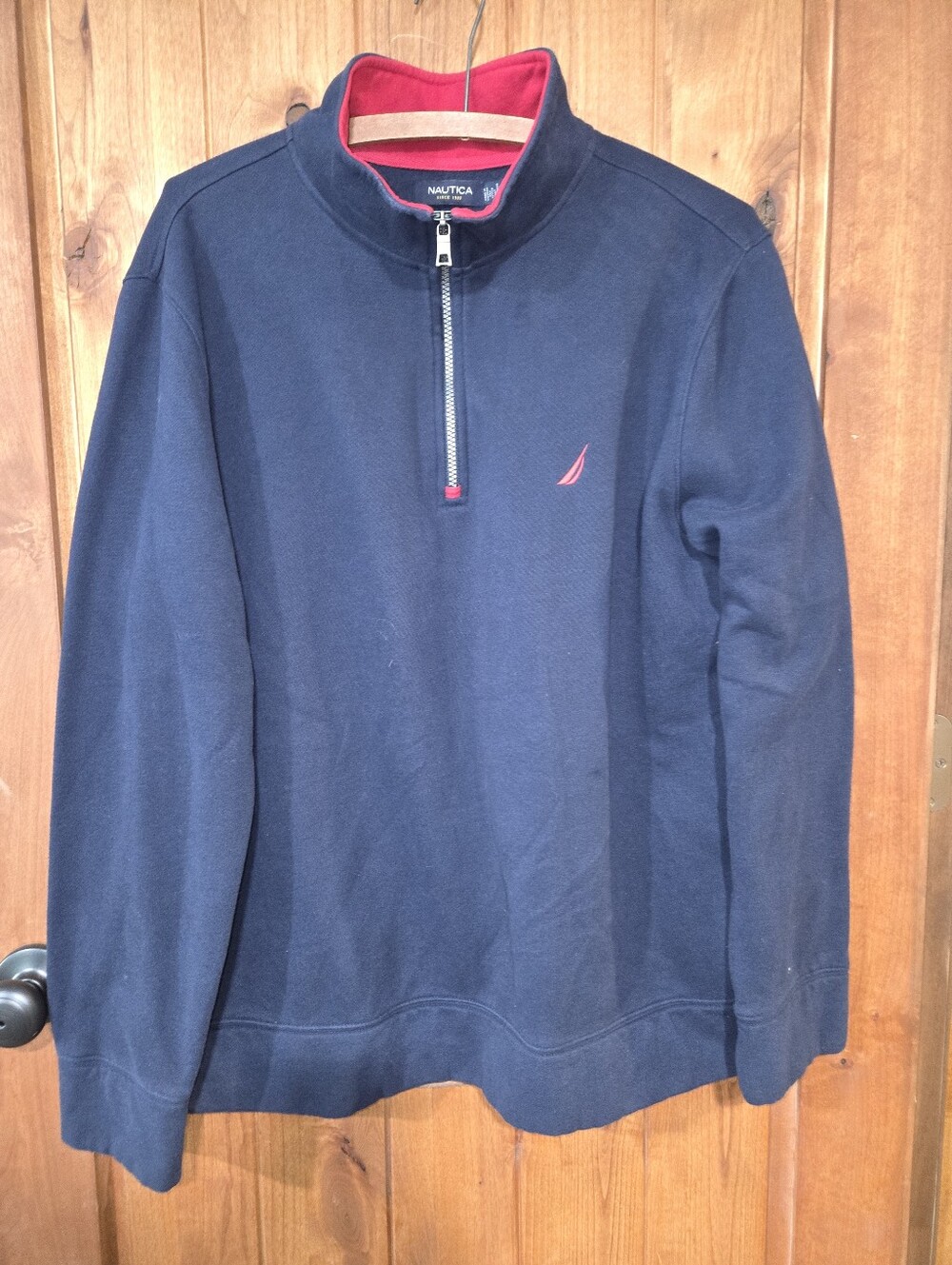 Nautica Navy Half-Zip Pullover with Red Lining